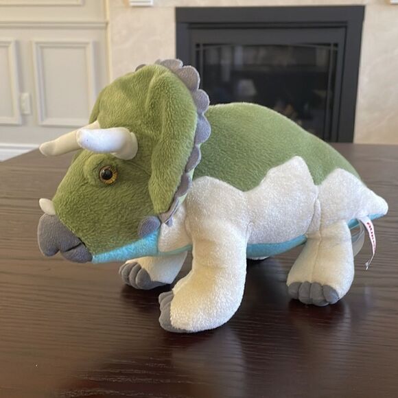 Aurora World Green Triceratops Dinosaur Plush Stuffed Animal! 12” Excellent Con… - Picture 3 of 9